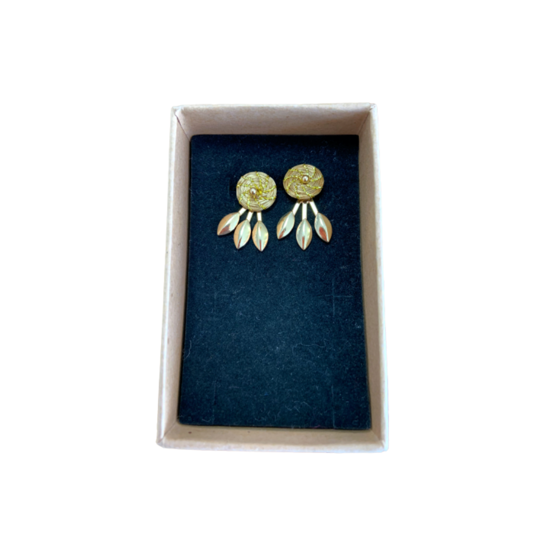 Boucles d'oreilles or végétal