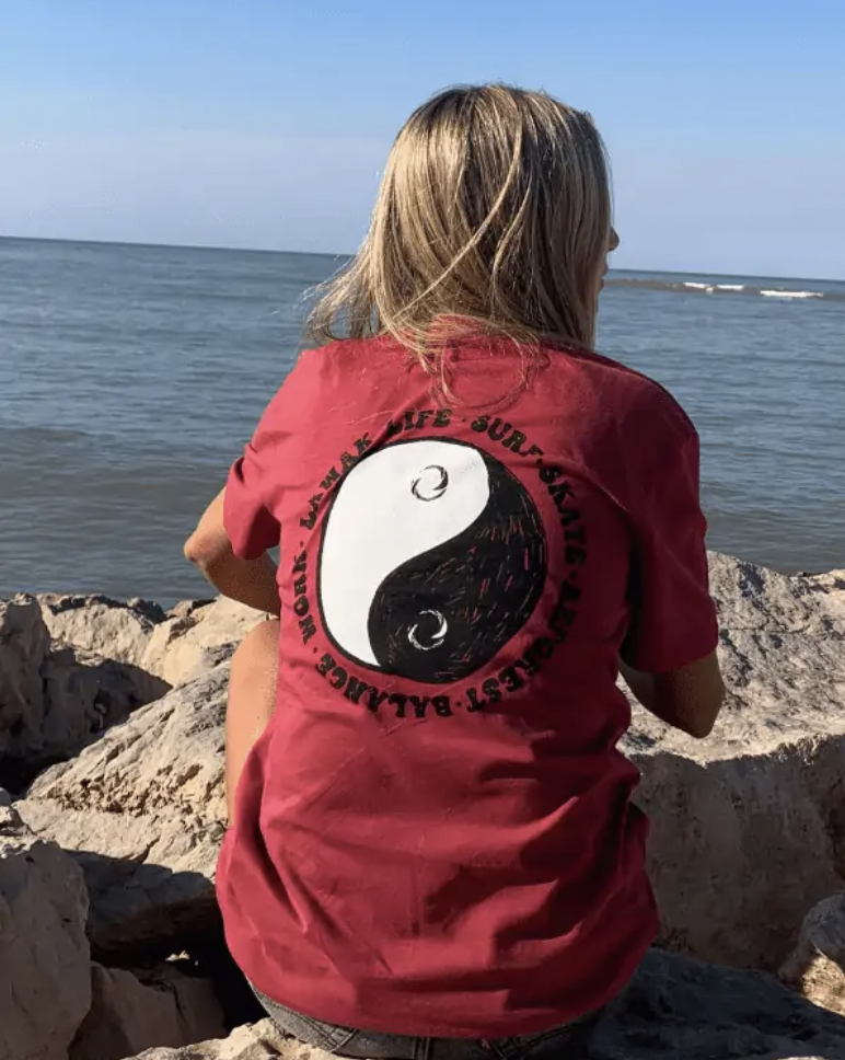 T-shirt LAWAK Yin et Yang rouge mixte