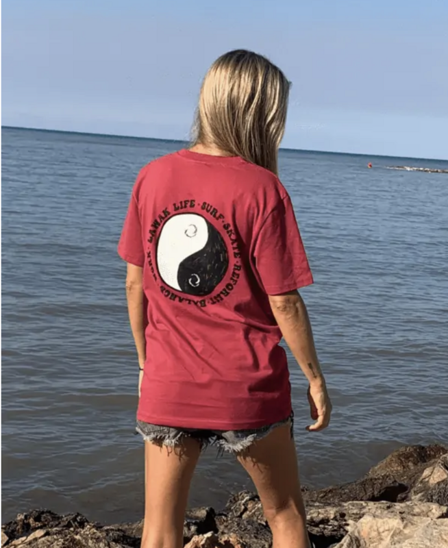 T-shirt LAWAK Yin et Yang rouge mixte