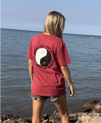 T-shirt LAWAK Yin et Yang rouge mixte