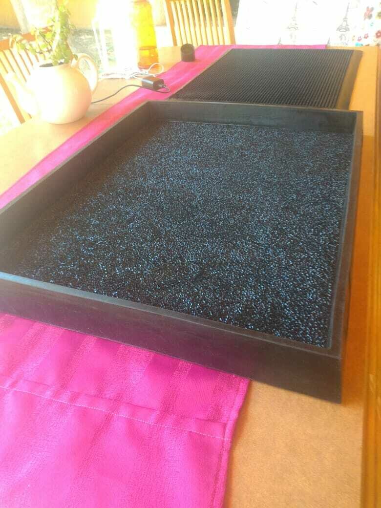 Tapete de Hule Sanitizante para solución sanitizante.