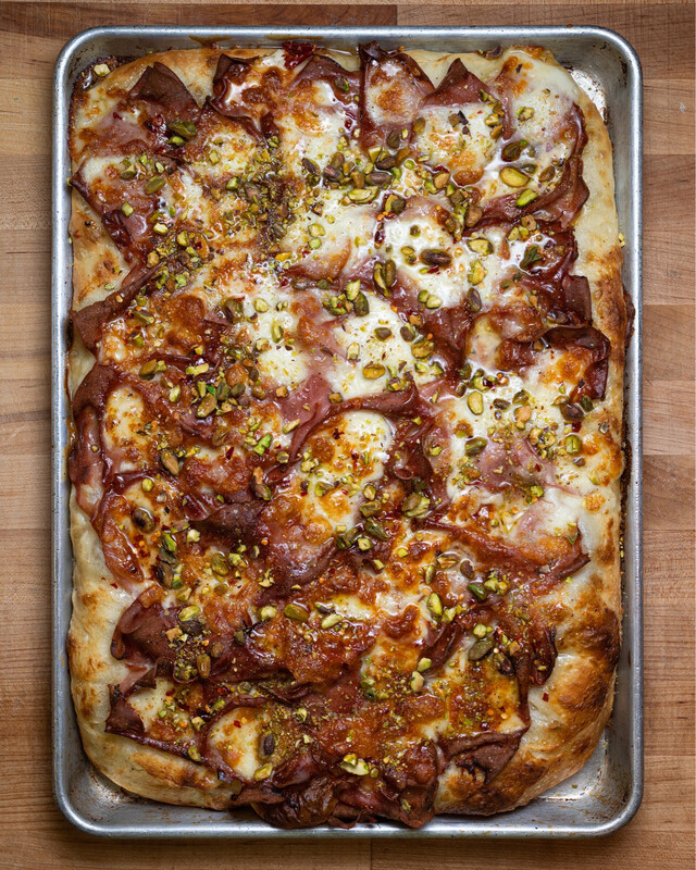 Mortadella Focaccia Pizza (Roman Style Whole pizza)