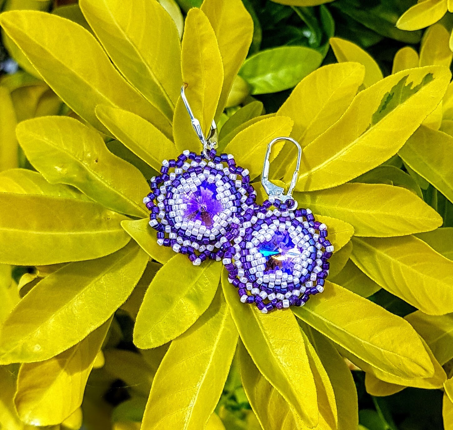 Silver Handmade &#39;Fiona&#39; Dangle Earrings - Swarovski Crystals Toho Beads - Jewellery, For Mother, Daughter, Friend, Partner Perfect Gift