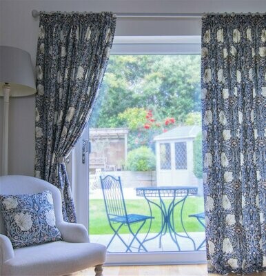 William Morris Pimpernel Blue Curtains