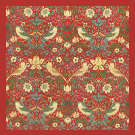 William Morris Strawberry Thief Red Handkerchief