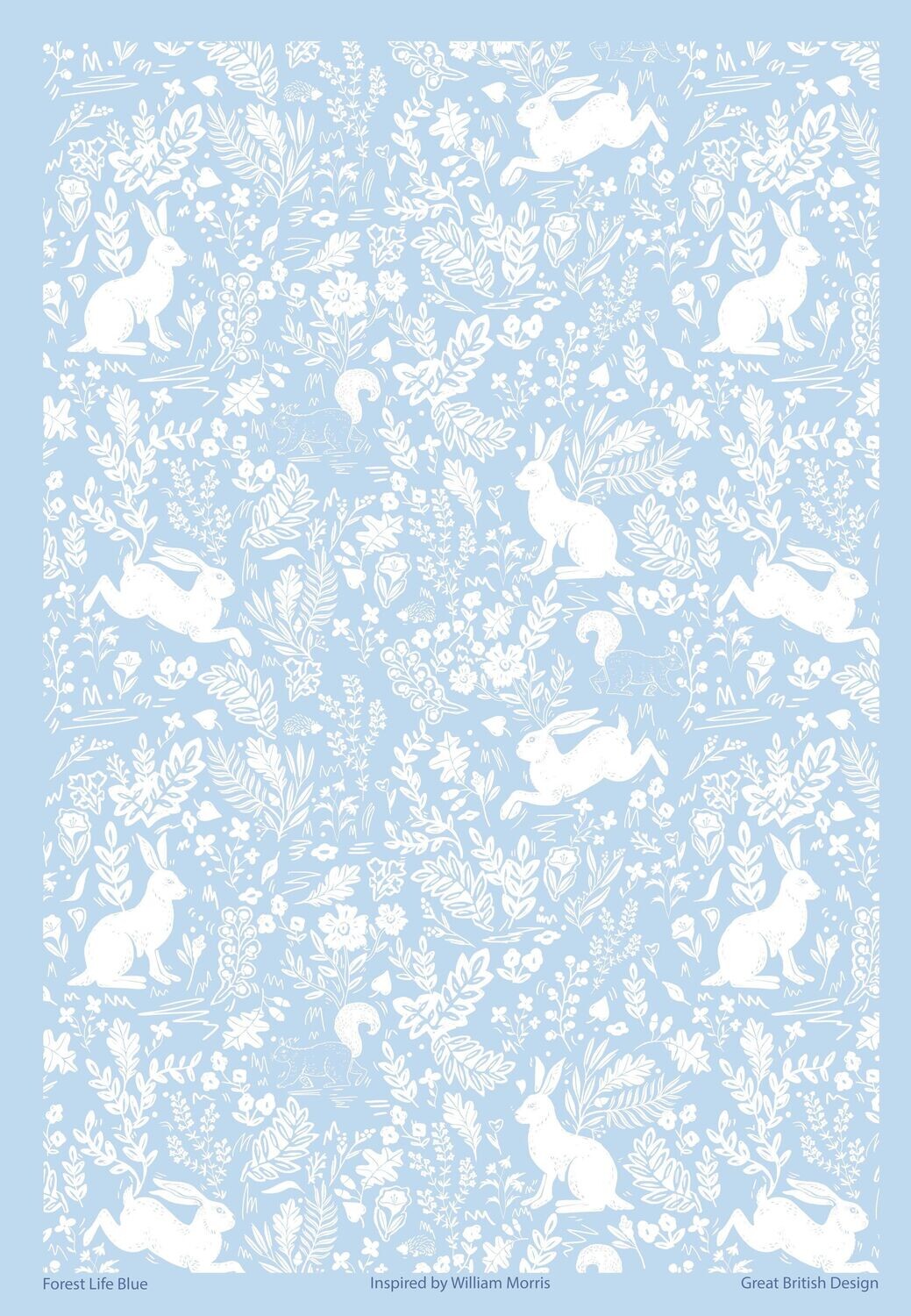 William Morris Forest Life Blue Tea Towel