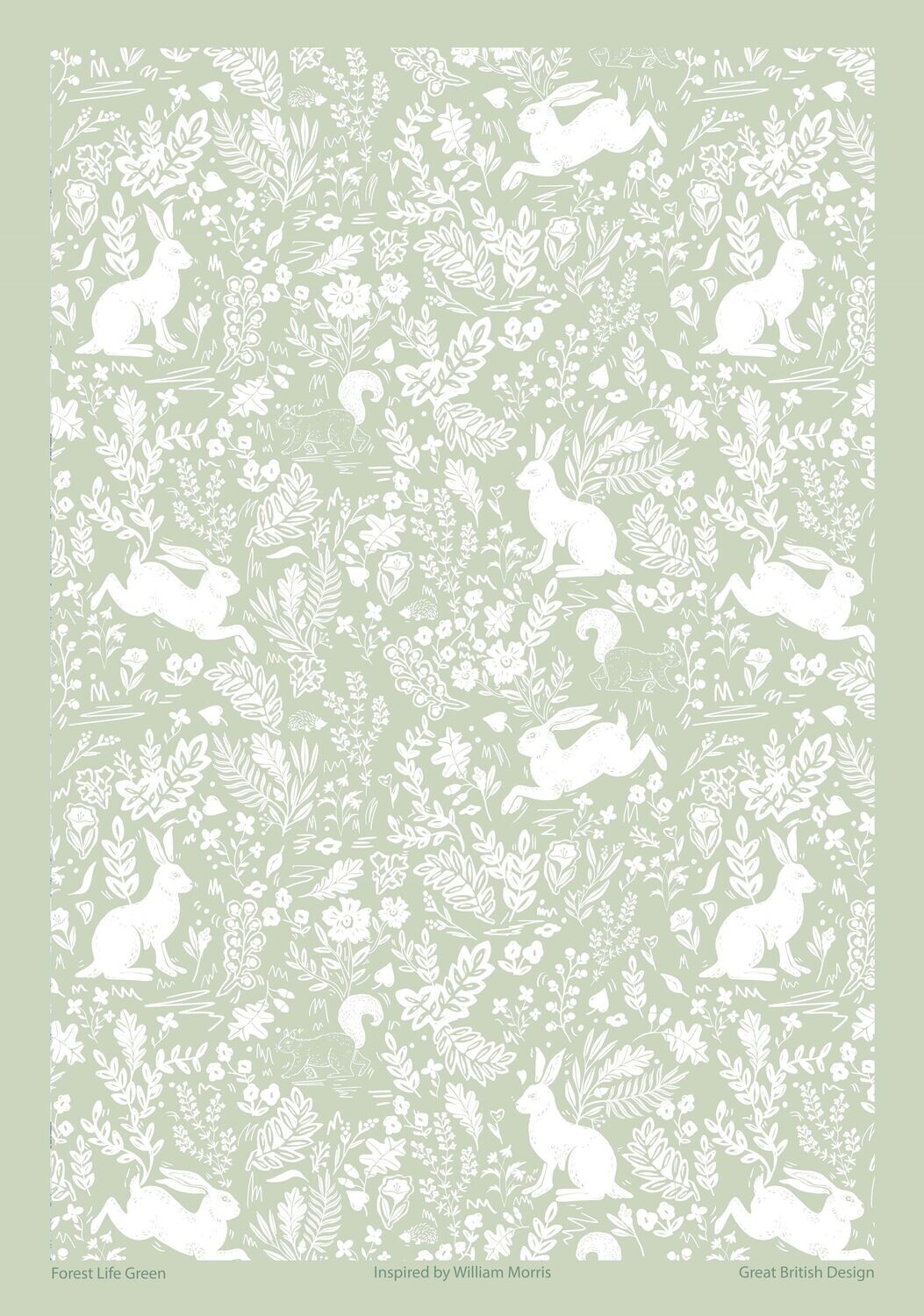 William Morris Forest Life Green Tea Towel