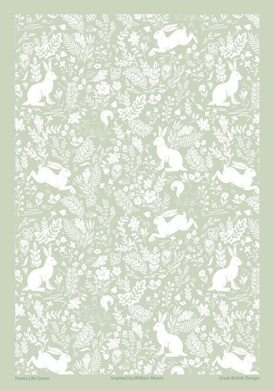 William Morris Forest Life Green Tea Towel
