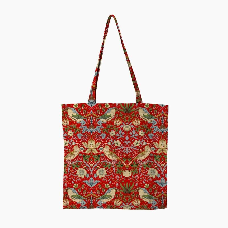 William Morris Strawberry Thief Red Tote Bag