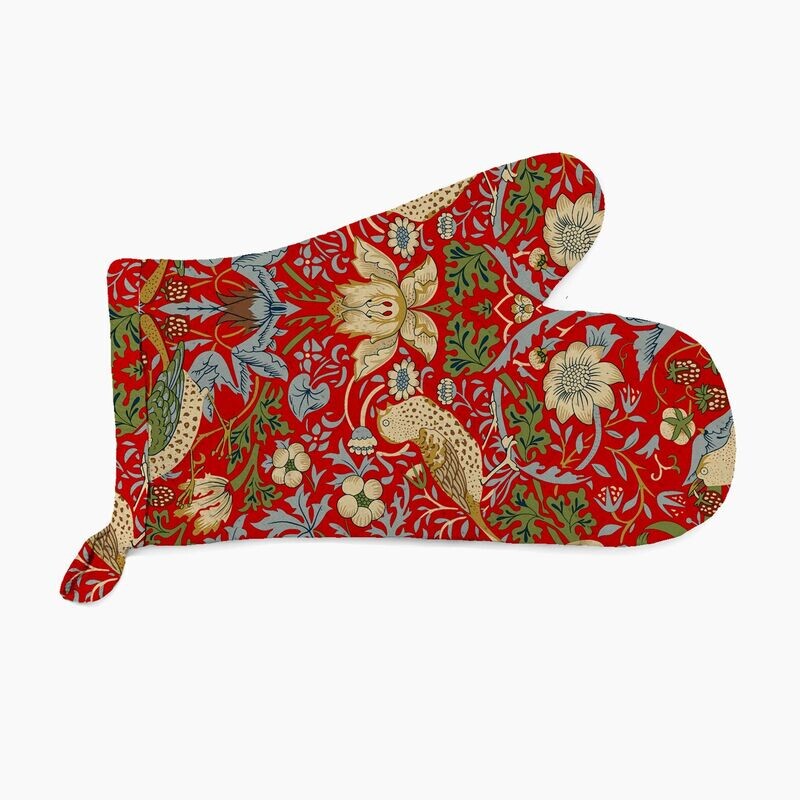 William Morris Strawberry Thief Red Oven Mitt