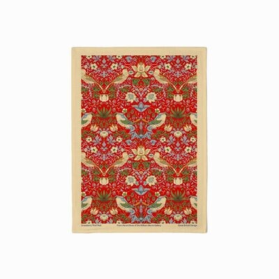 William Morris Strawberry Thief Red Tea Towel