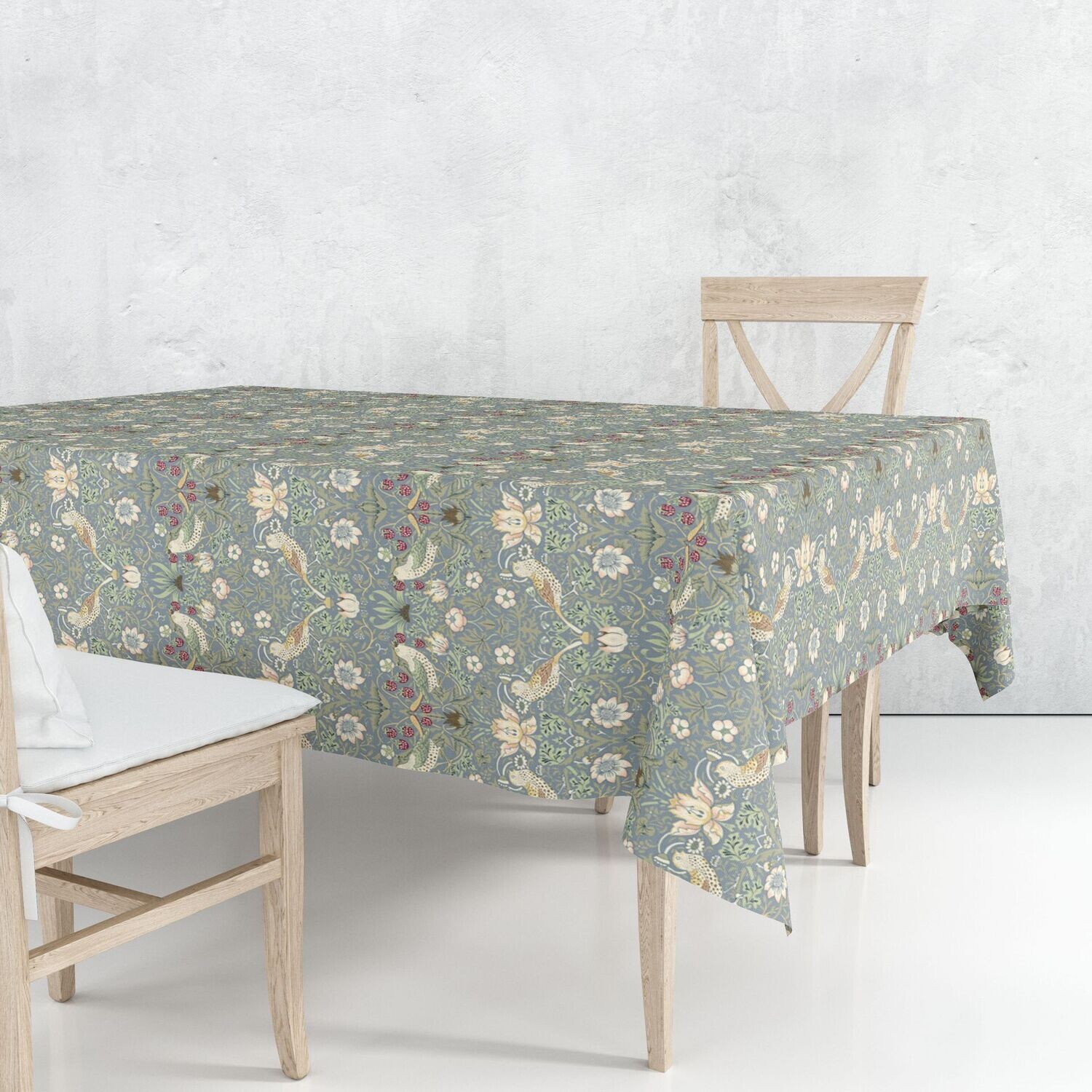 William Morris Strawberry Thief Blue Table Linen