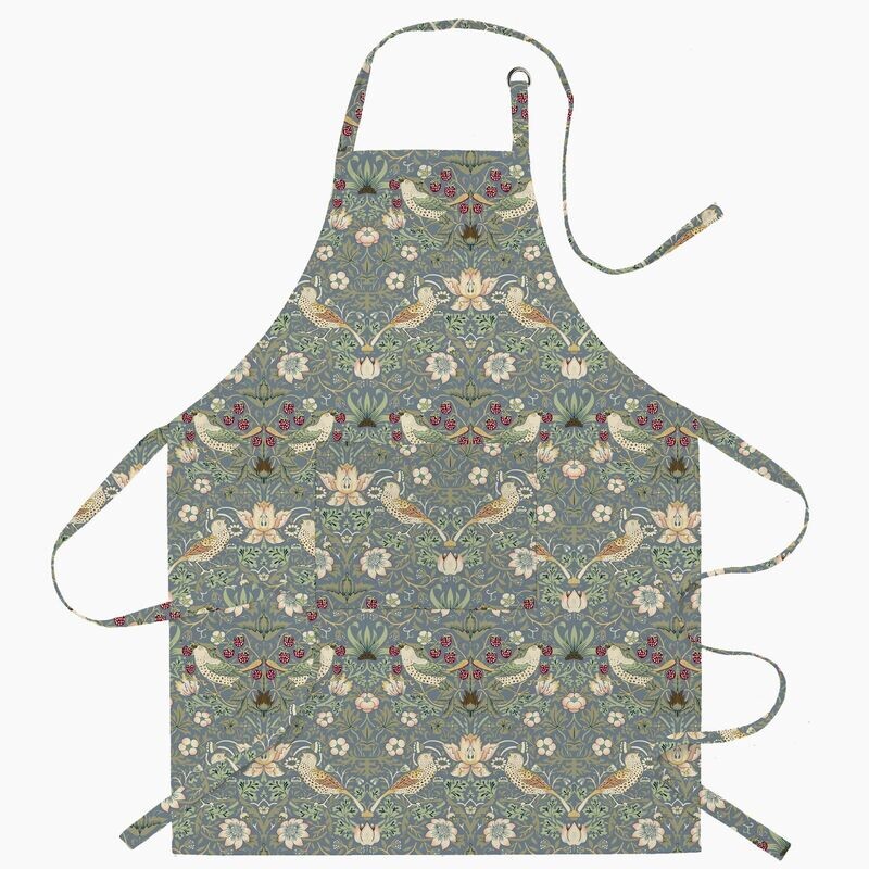 William Morris Strawberry Thief Blue Apron