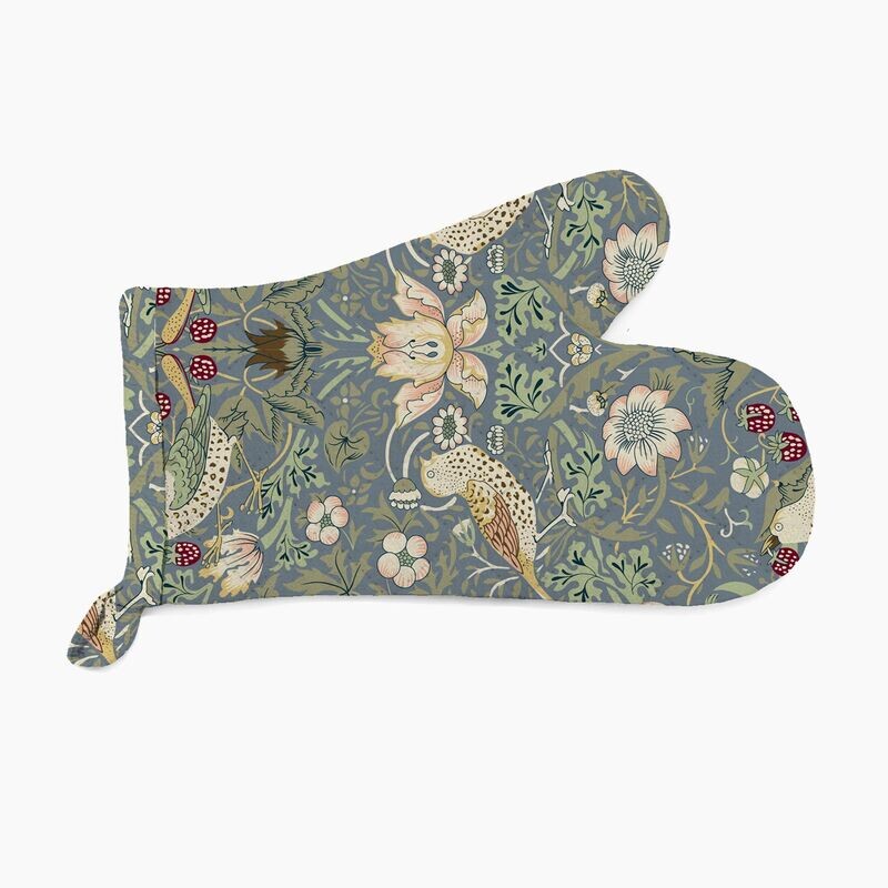 William Morris Strawberry Thief Blue Oven Mitt