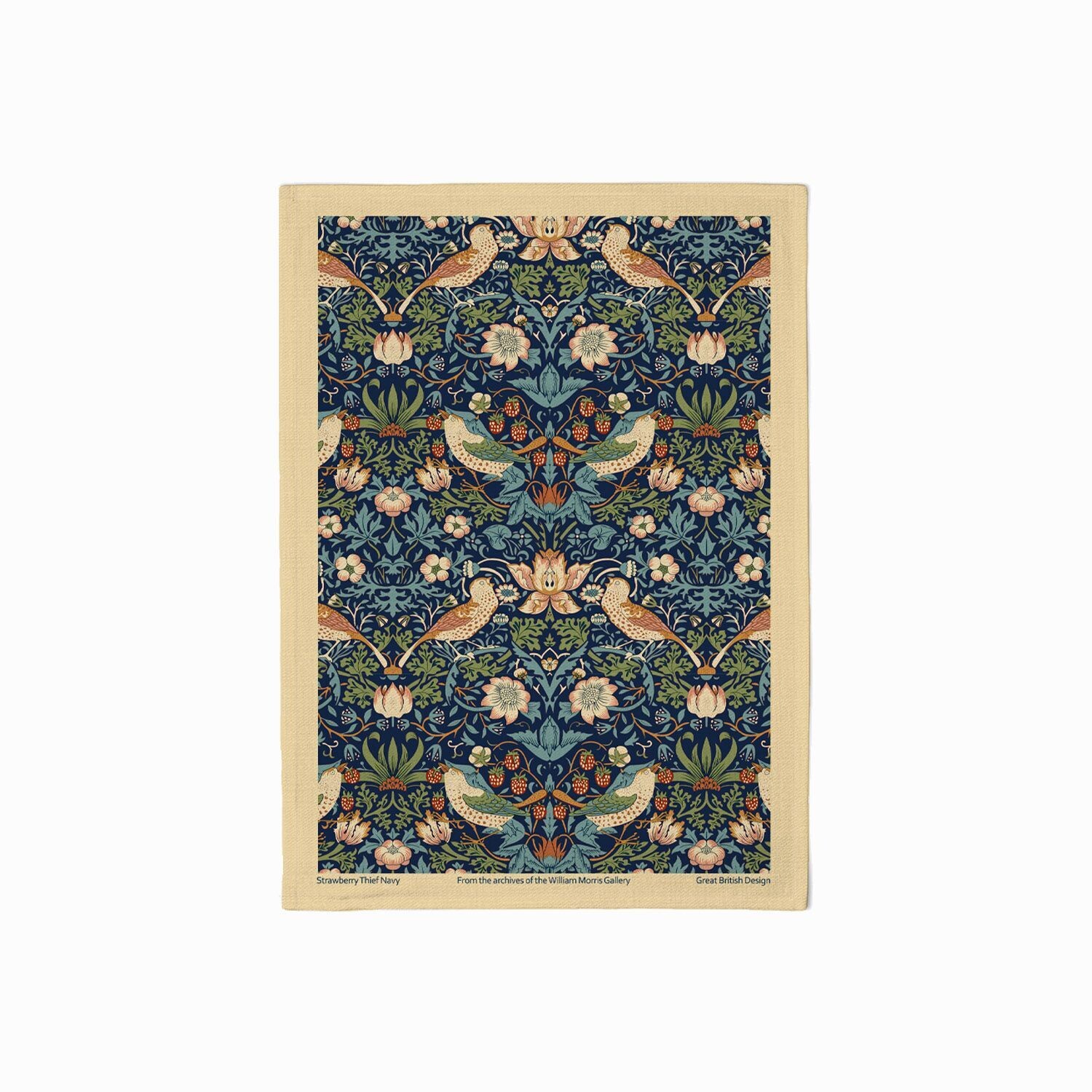 William Morris Strawberry Thief Navy Tea Towel