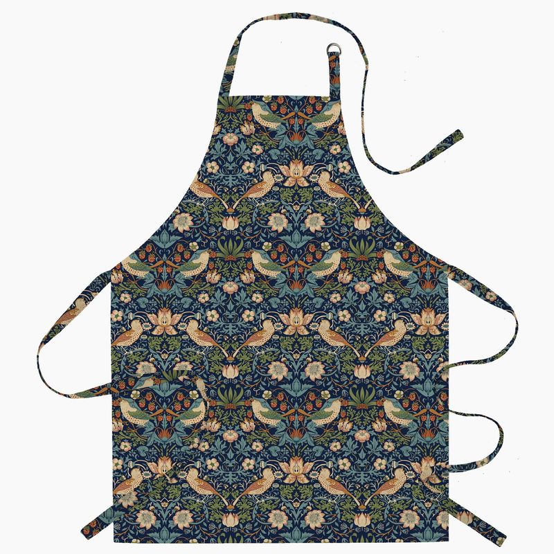 William Morris Strawberry Thief Navy Wipe-Clean Apron