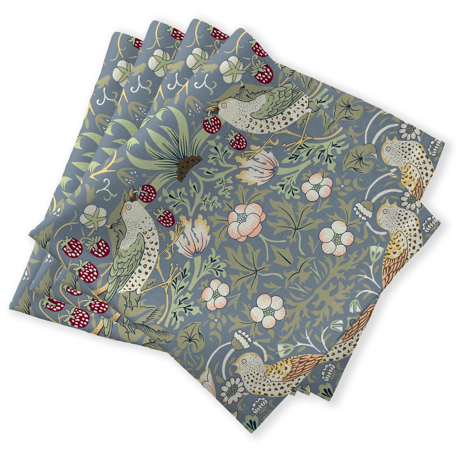 William Morris Strawberry Thief Blue Napkins 4-Pack