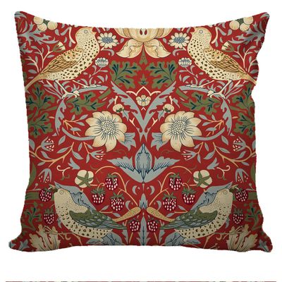 William Morris Strawberry Thief Red Cushion