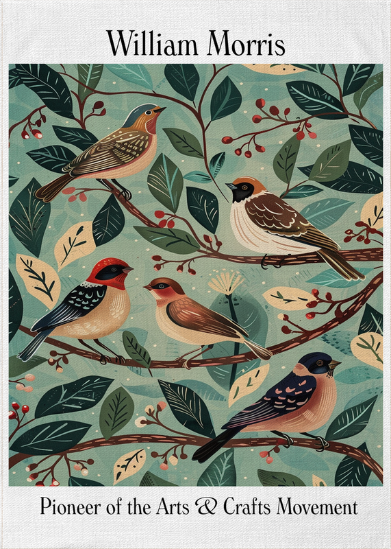 Morris Artwork Birds Tea Towel