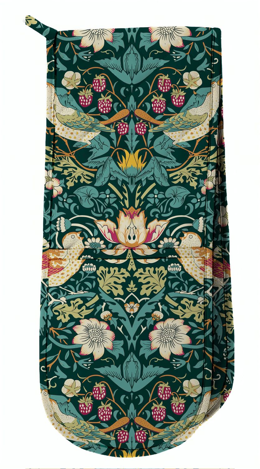 William Morris Strawberry Thief Dark Green Double Oven Glove