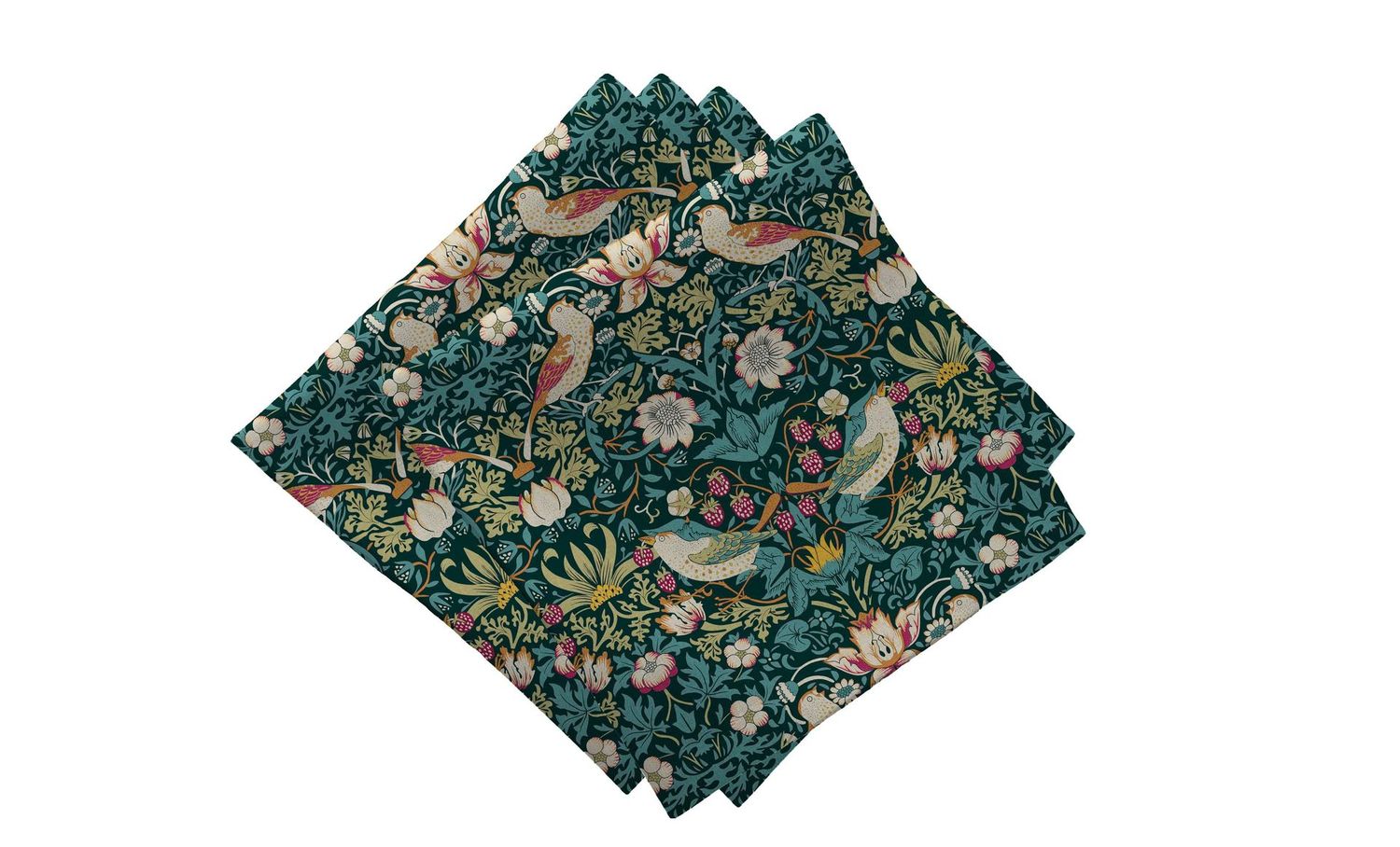 William Morris Strawberry Thief Dark Green Napkins 4-Pack