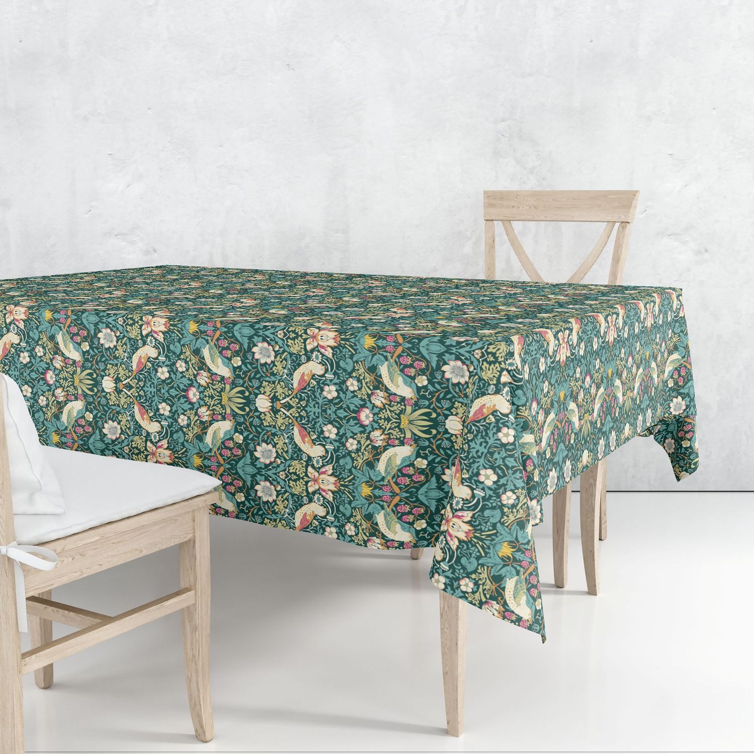 William Morris Strawberry Thief Dark Green Table Linen