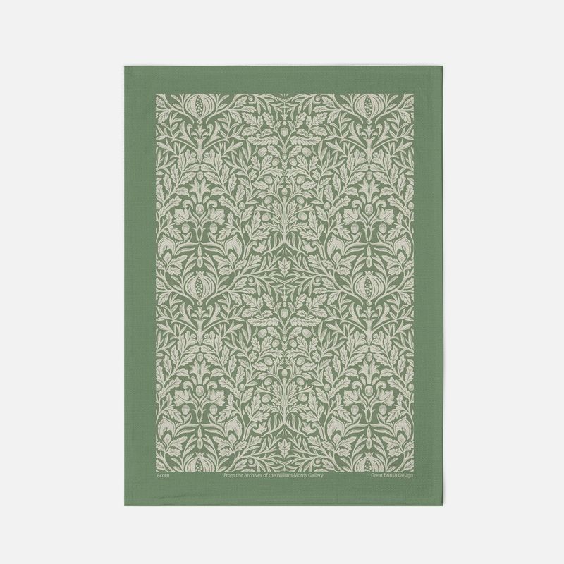 William Morris Acorn Green Tea Towel