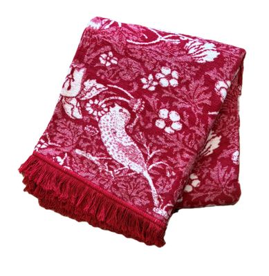 William Morris Strawberry Thief Throw Red William Morris Strawberry Thief Throw Red