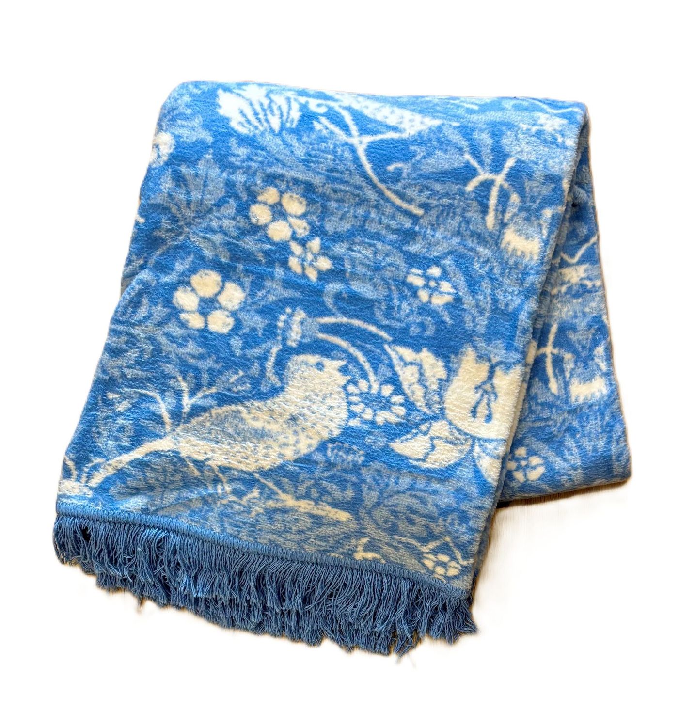 William Morris Strawberry Thief Throw Blue William Morris Strawberry Thief Throw Blue