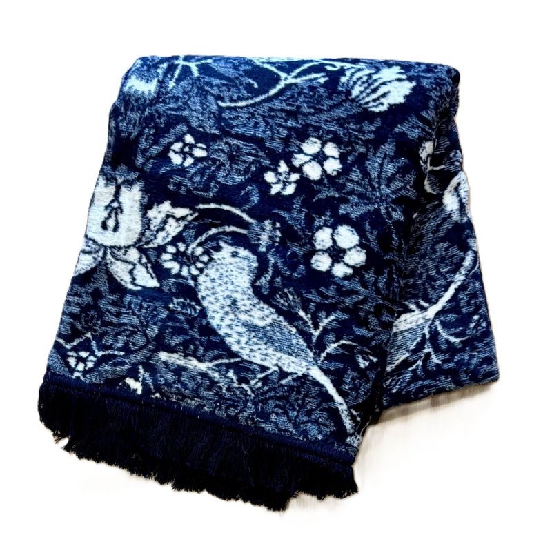 William Morris Strawberry Thief Throw Navy