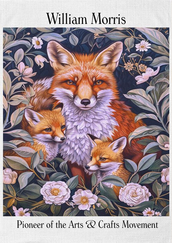 Morris Artwork Foxes Tea Towel