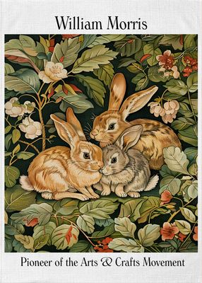 Morris Artwork Rabbits Tea Towel