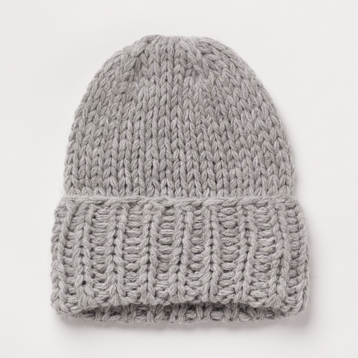 Handstrick-Mütze NORA (ALPAKA-MIX), Farbe: grau