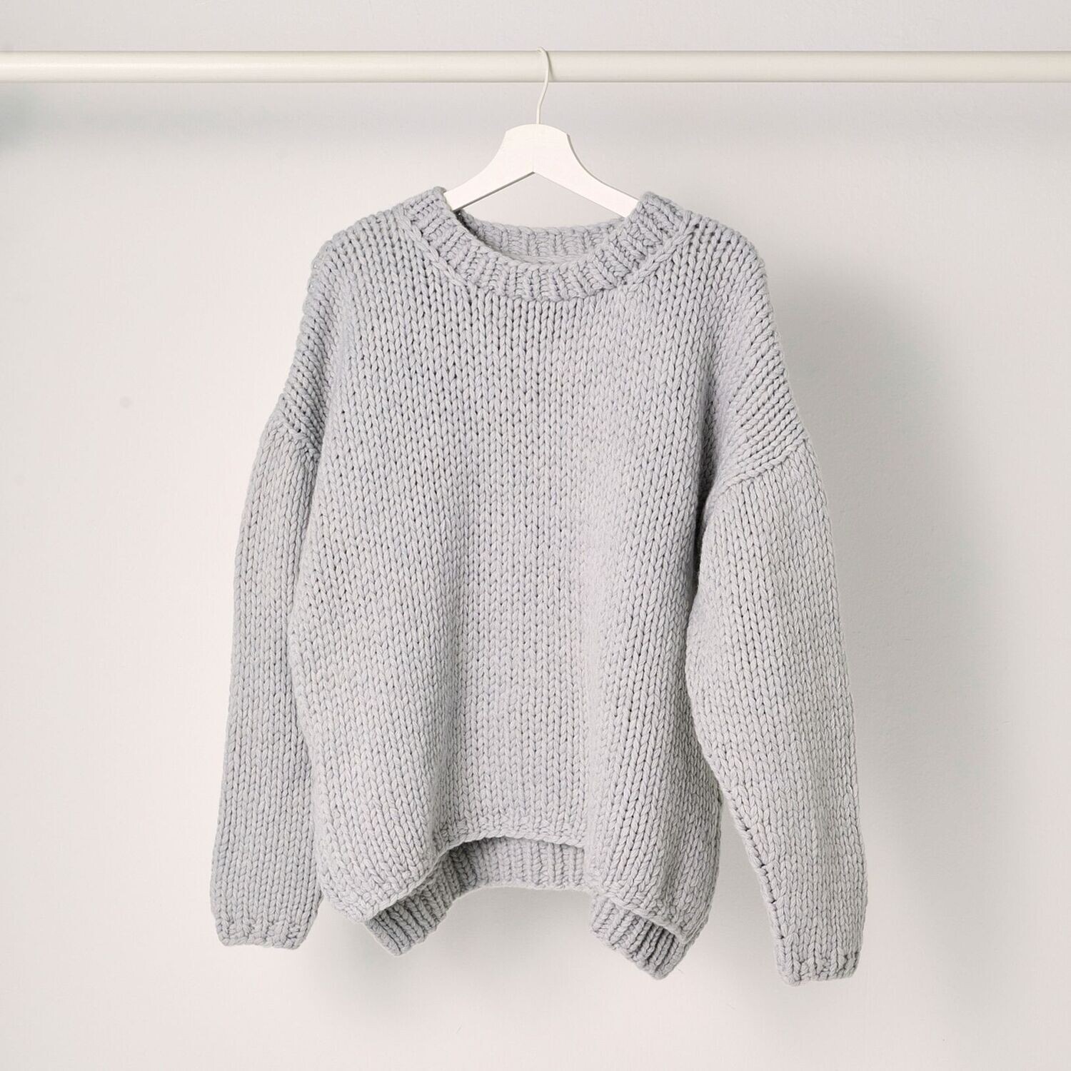Handstrick-Pullover JUNA, Größe: M/L, Farbe: hellgrau