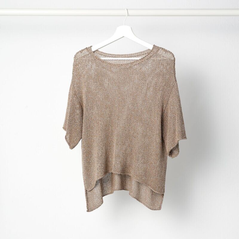 T-Shirt GLAM, Farbe: taupe/Lurex, Größe: XS/S