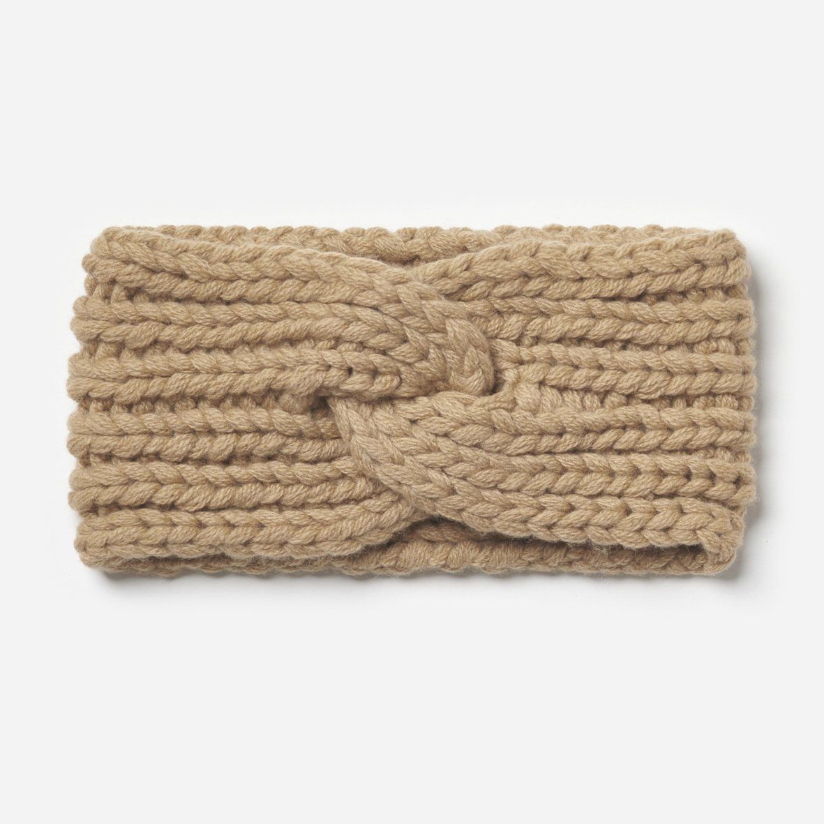 Handstrick-Stirnband TURBAN, Farbe: light camel