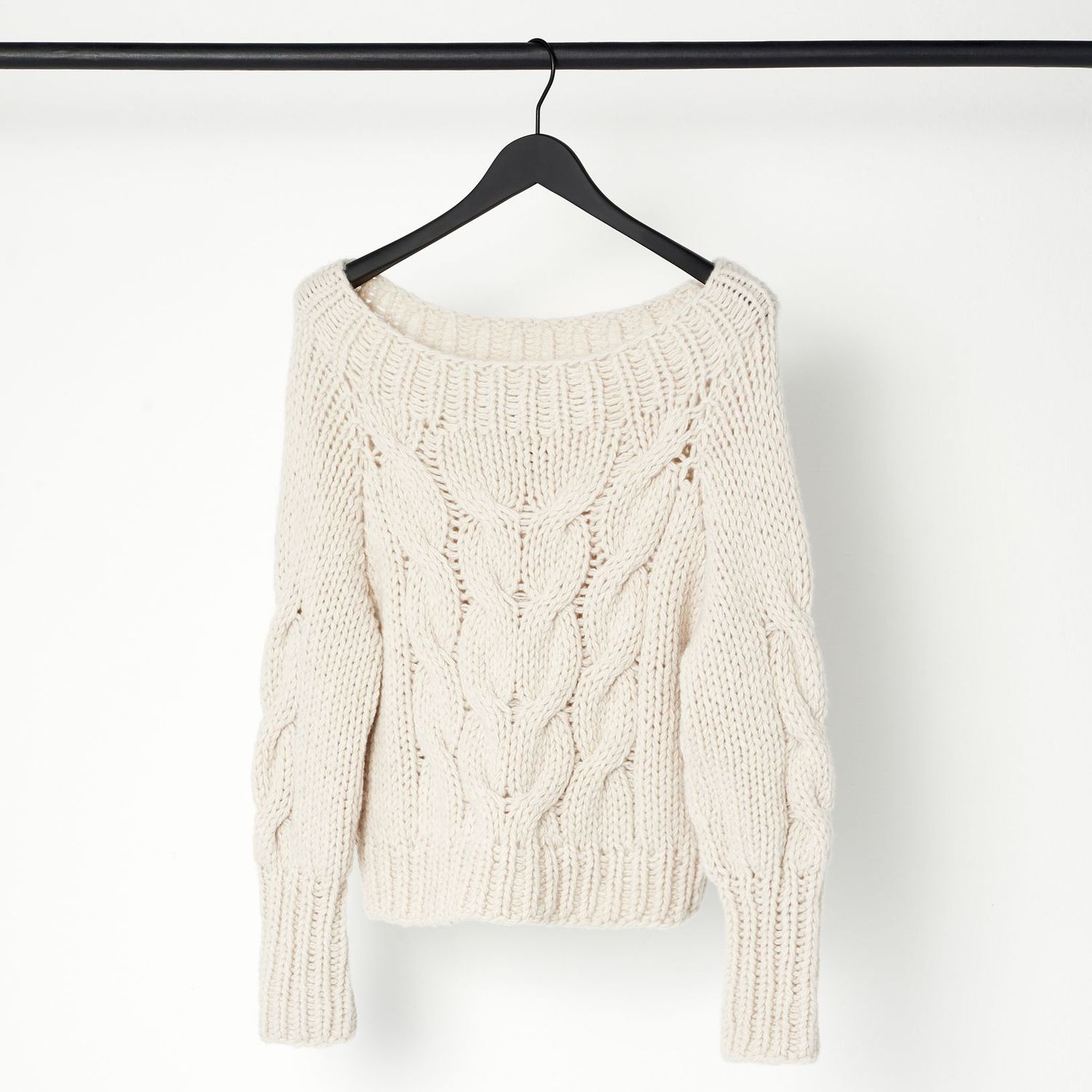 Handstrick-Pullover CAVA (mit Carmen-Ausschnitt), Farbe: ecru, Größe: XS/S