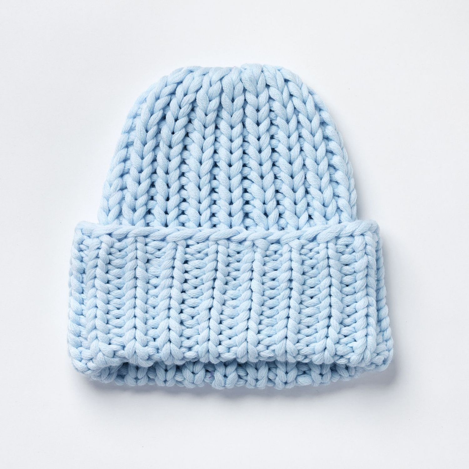 Handstrick-Mütze JANE uni, Farbe: hellblau