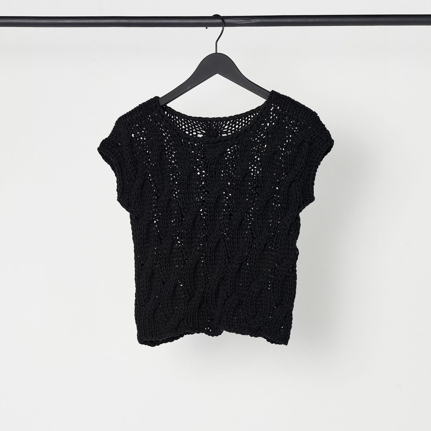 Handstrick-Top CAREN (Kaschmir-Mix), Größe: XS/S, Farbe: schwarz