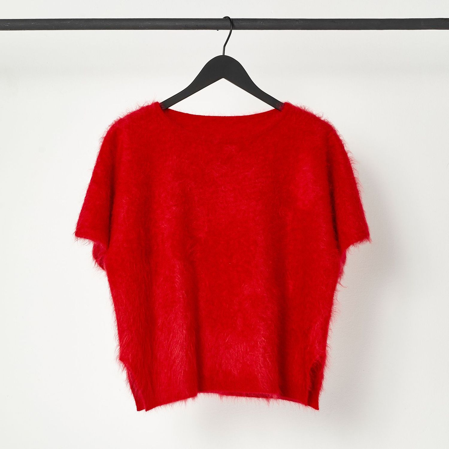 FURRY TOP aus gebürstetem Kaschmir, Farbe: rot, Größe: XS/S