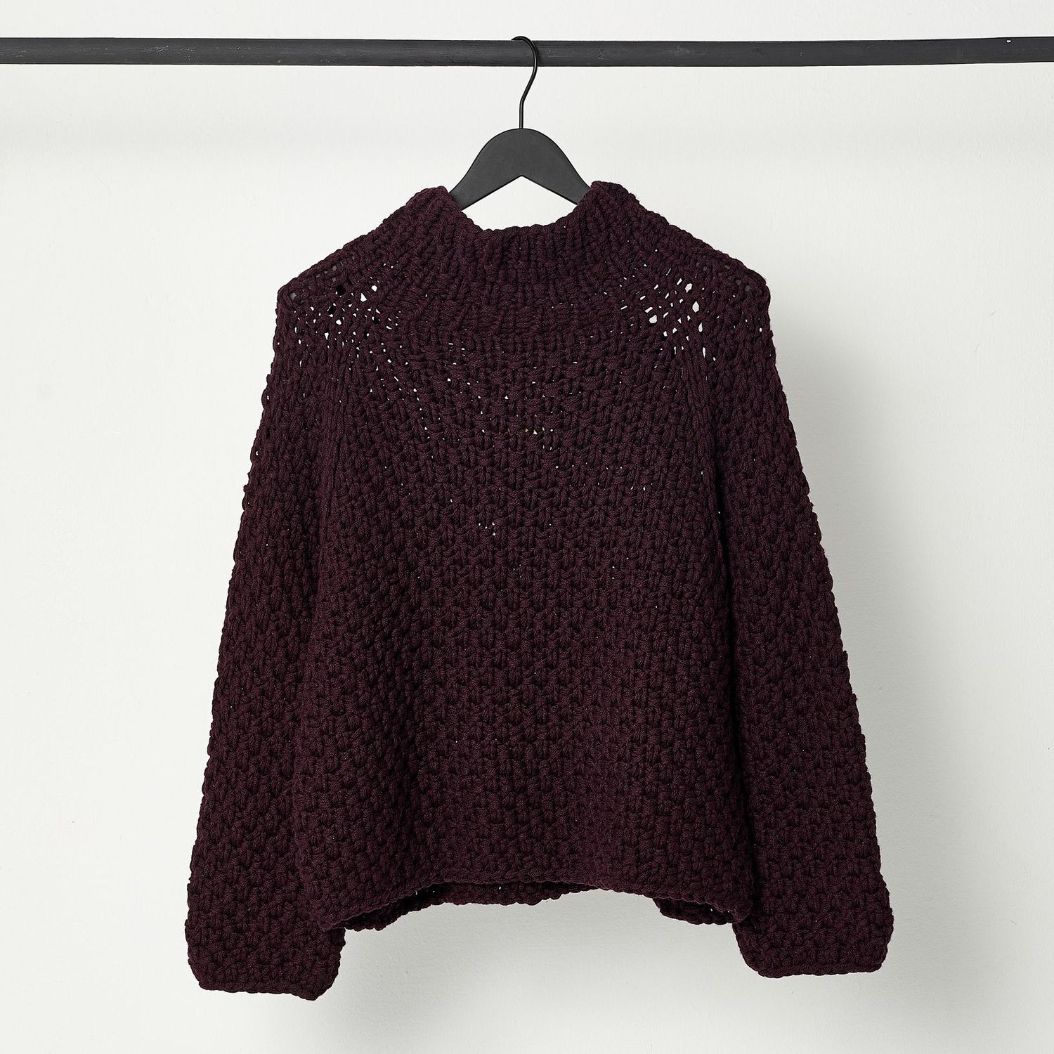 Handstrick-Turtleneck HELEN SWEATER, Größe: M/L, Farbe: aubergine