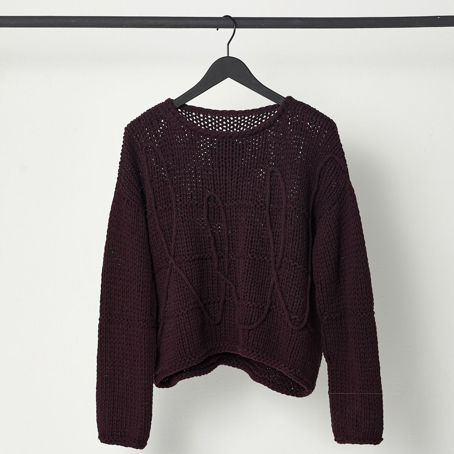 LEXI mit Applikation aus Kaschmir/Wolle, Größe: XS/S, Farbe: aubergine