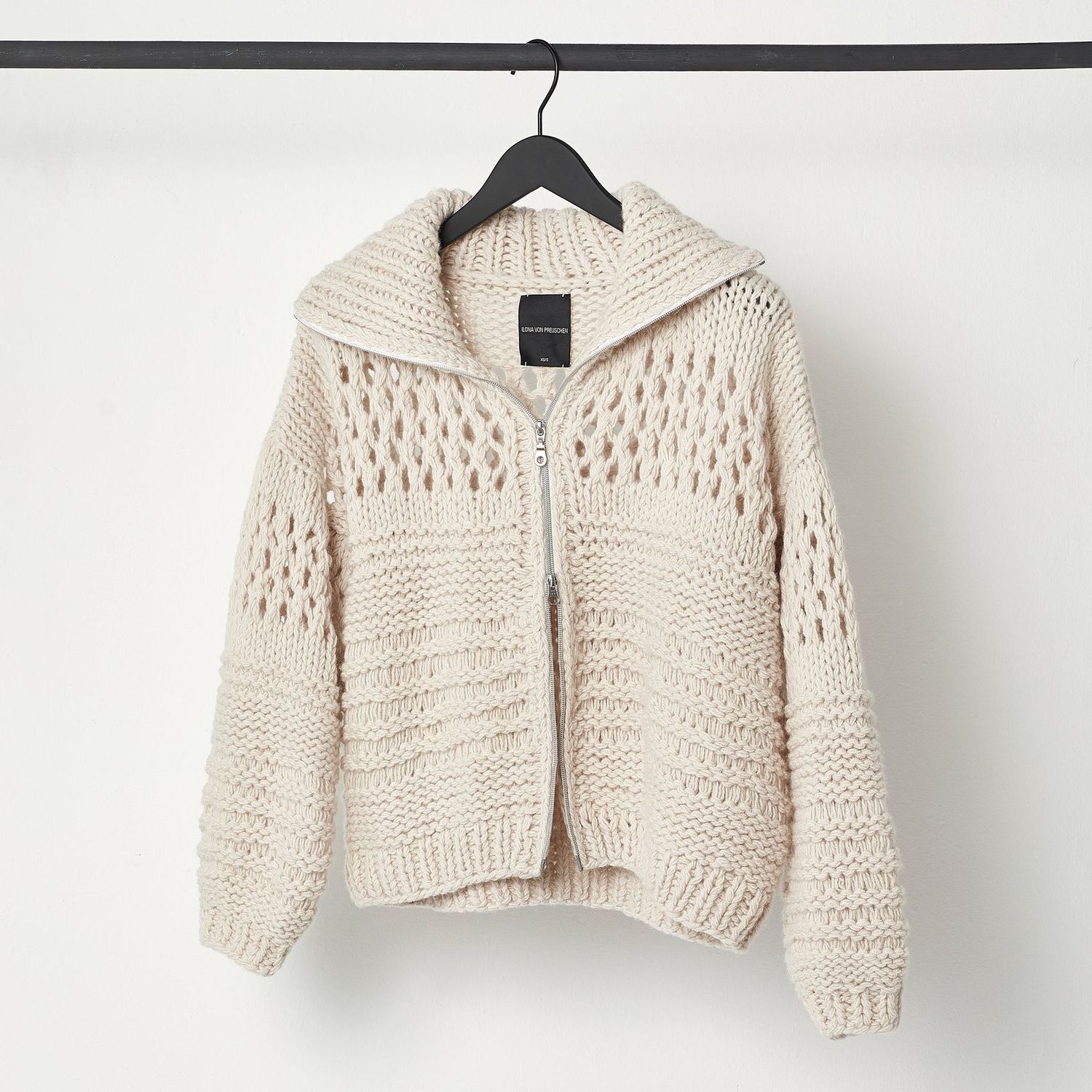 Zipper-Cardigan CORIE HIGH NECK, Größe: XS/S, Farbe: ecru