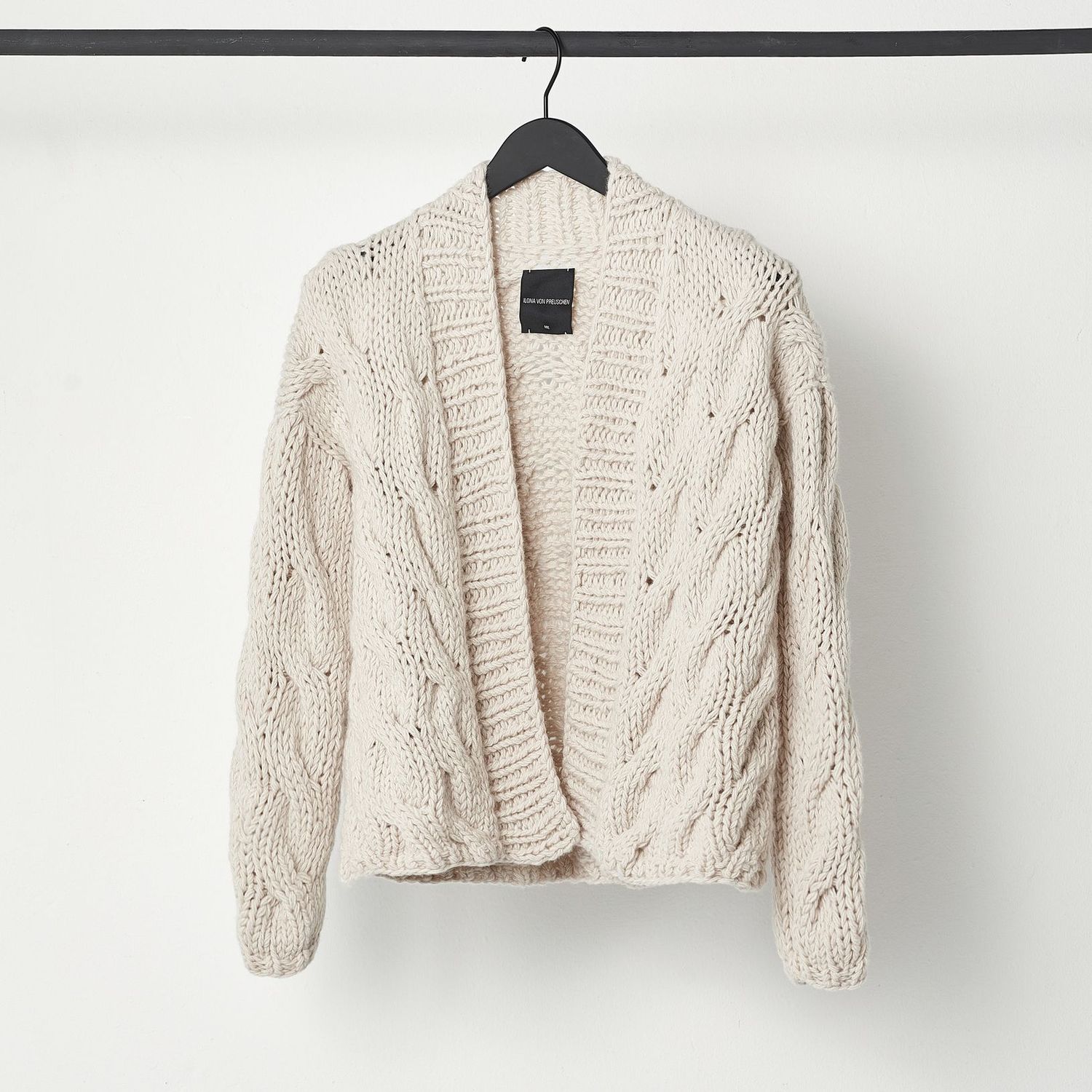 Handstrick-Cardigan BESA2, Größe: XS/S, Farbe: ecru
