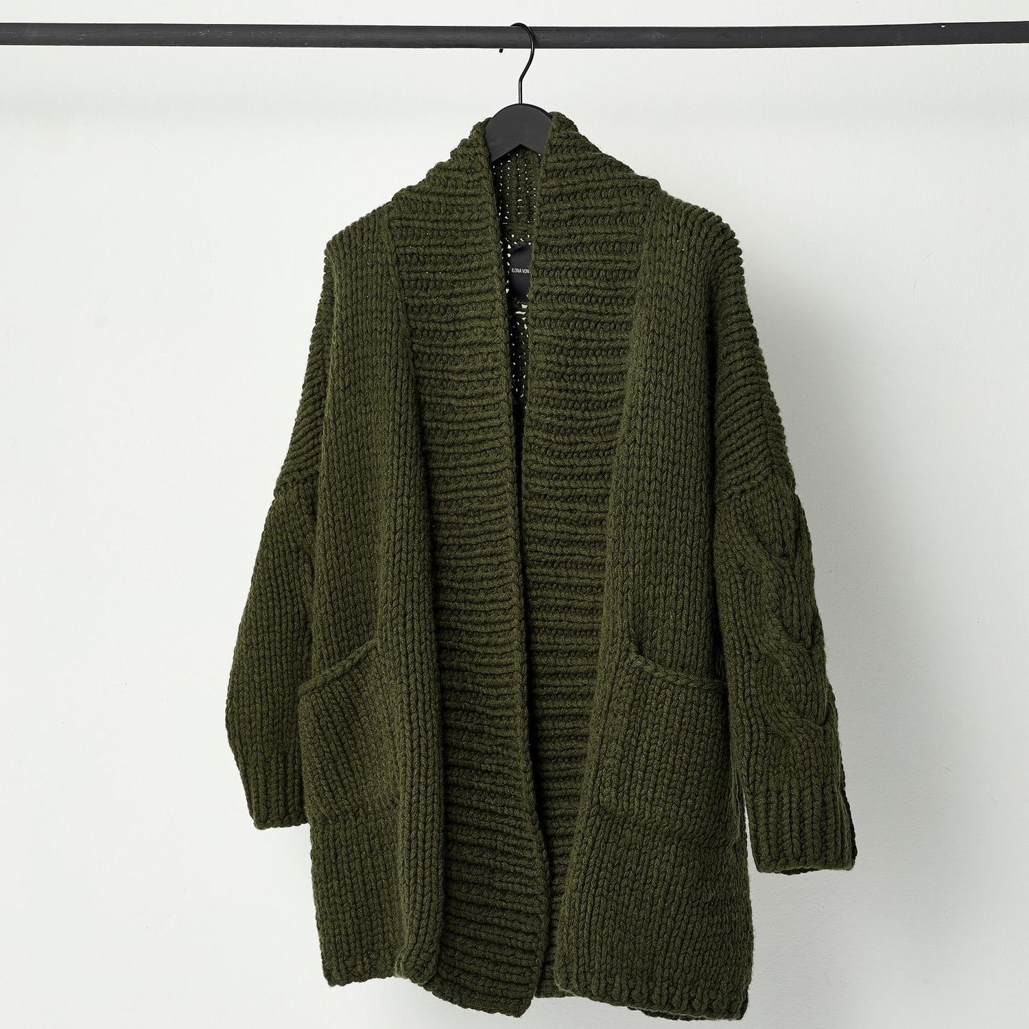 Oversize Cardigan LANA ZOPF, Größe: XS/S, Farbe: khaki