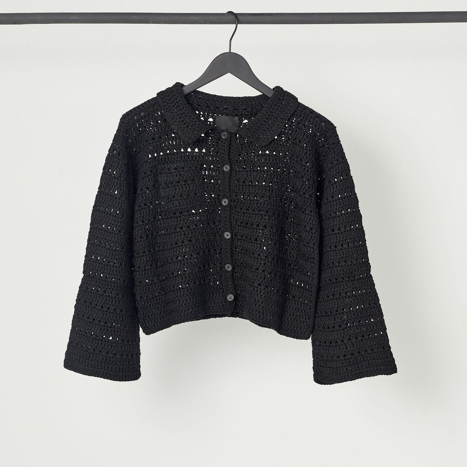 Gehäkelte Jacke ADELE, Farbe: schwarz, Größe: XS/S