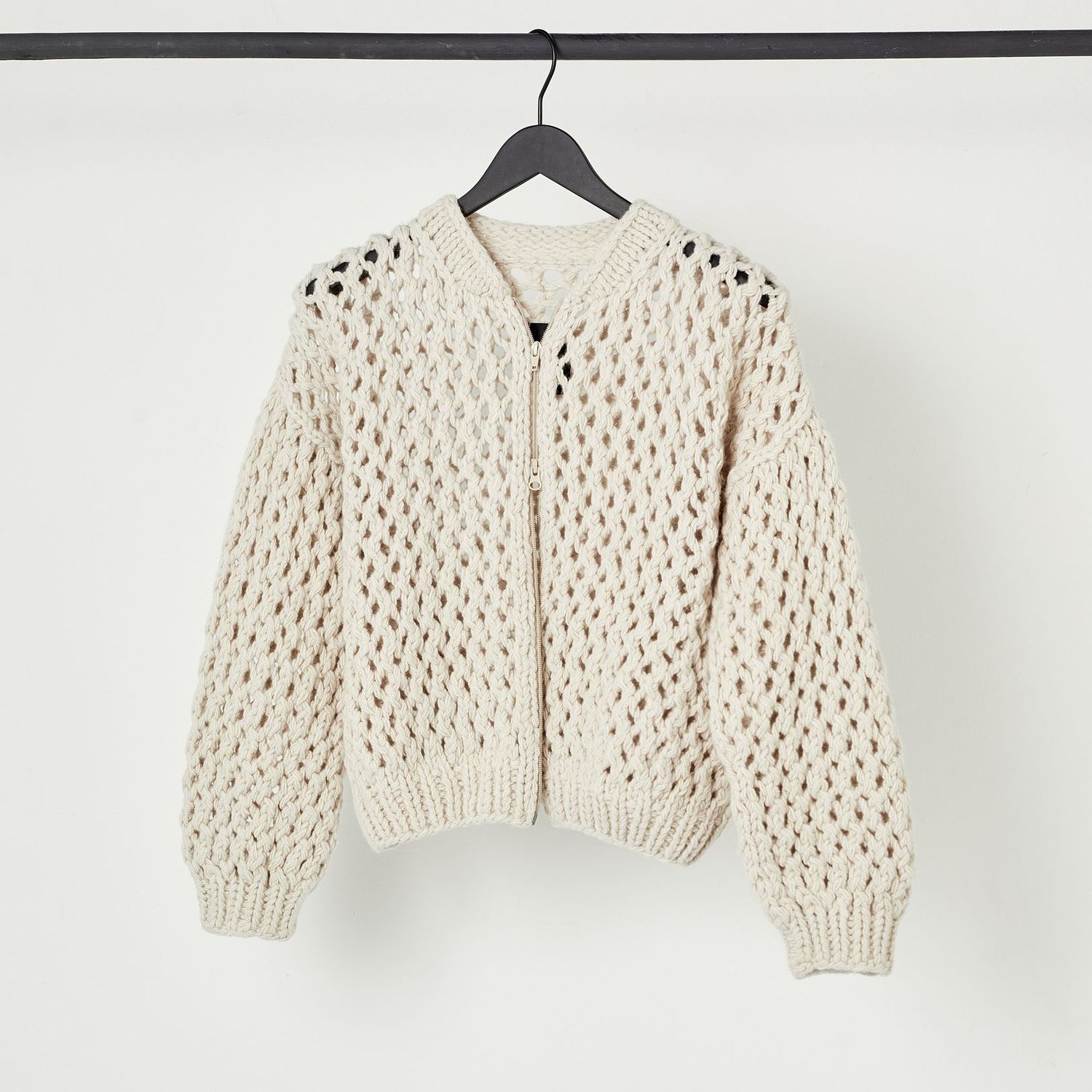 Ajour-Cardigan ANOUK BOMBER, Farbe: ecru, Größe: XS/S
