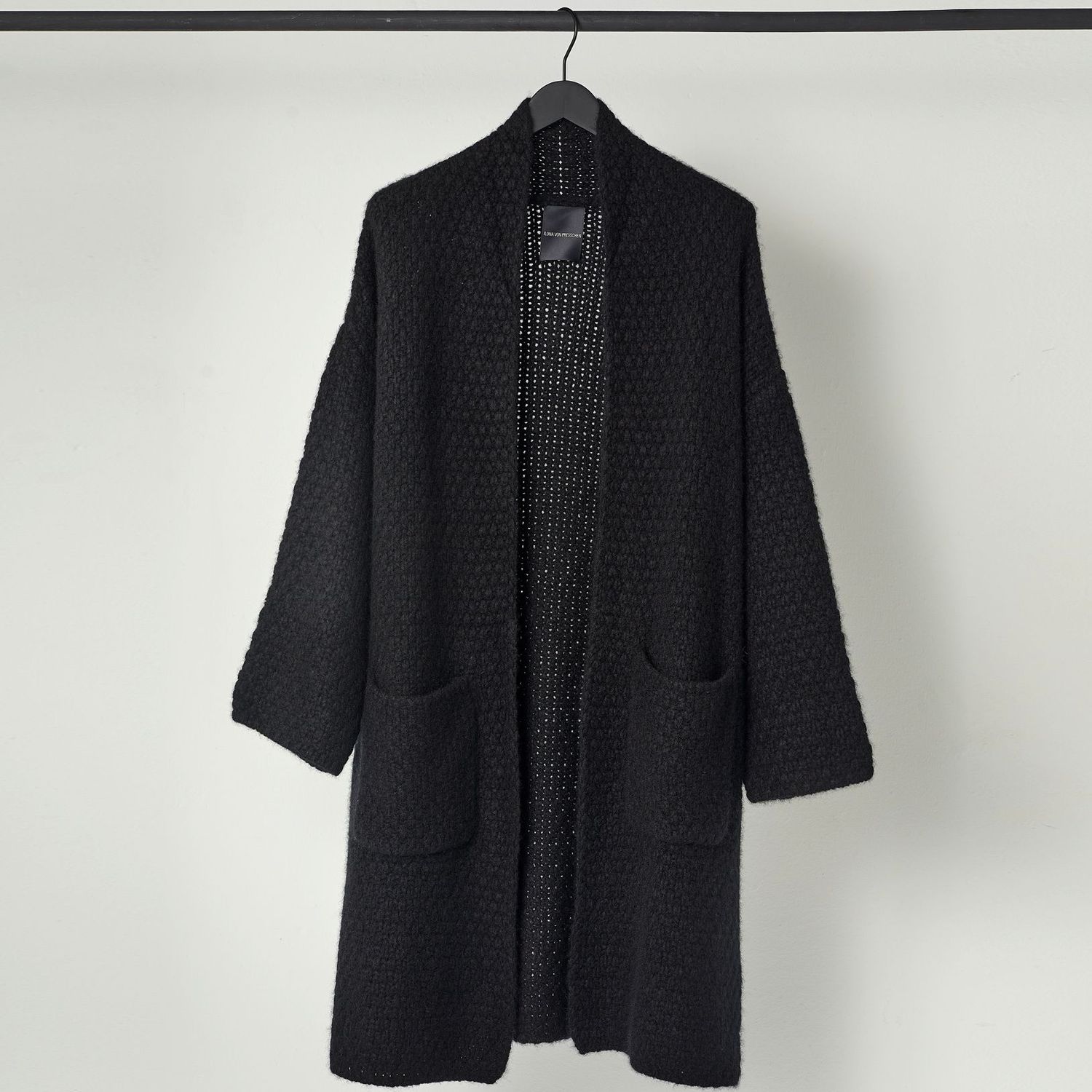 Langer Cardigan LIVIA COAT, Farbe: schwarz, Größe: M