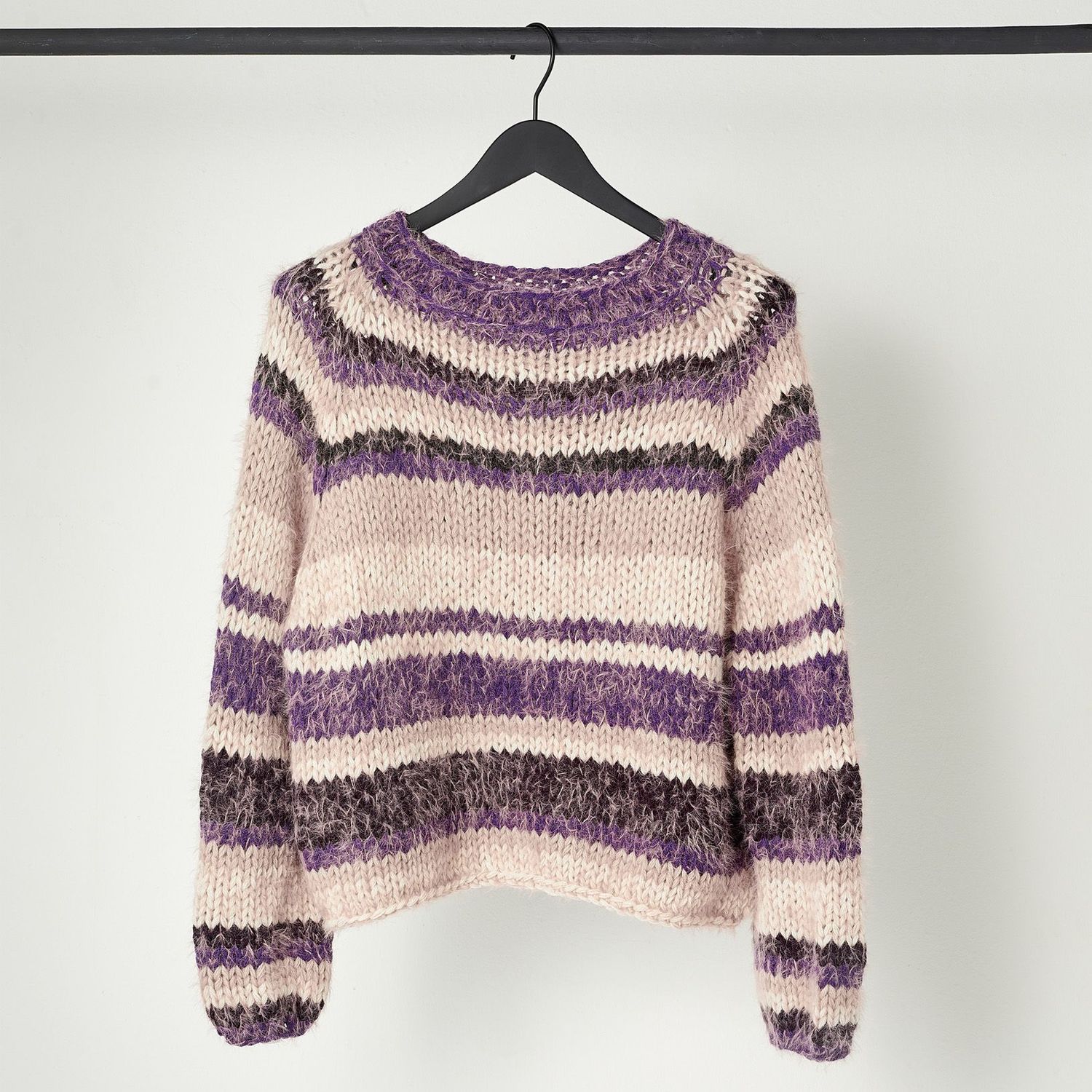 Handstrick-Pullover JENNY STRIPED Handstrick-Pullover JENNY STRIPED, Farbe: lila gestreift, Größe: XS/S