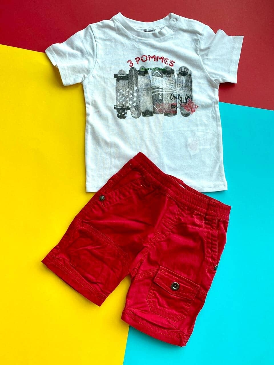 Set short rojo tshirt Skate